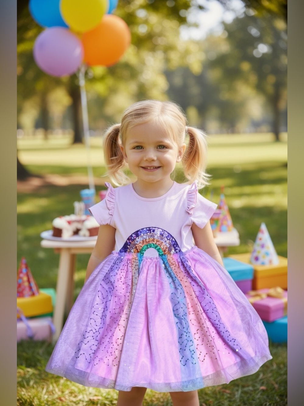 Primark Girls Rainbow Sequin Tulle Birthday Party Dress Size 6-7Y NWT